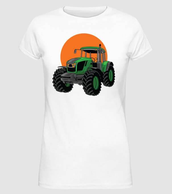 TRACTOR model alb pe tricou