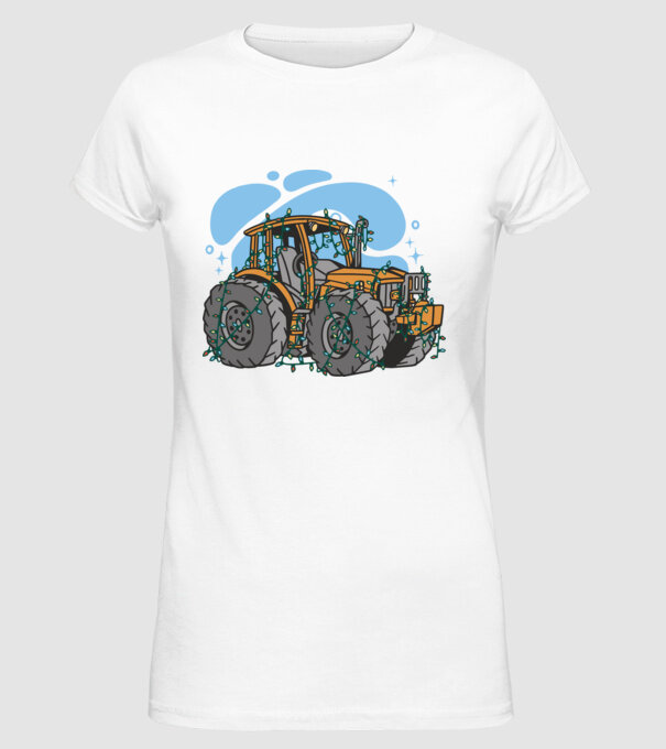 TRACTOR model alb pe tricou