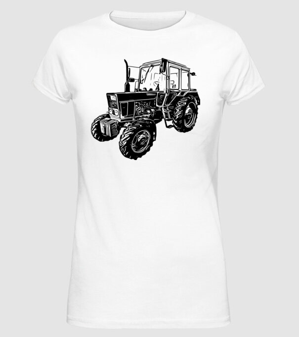 TRACTOR model alb pe tricou