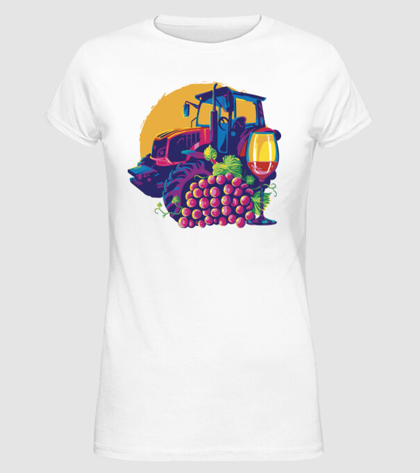 TRACTOR model alb pe tricou