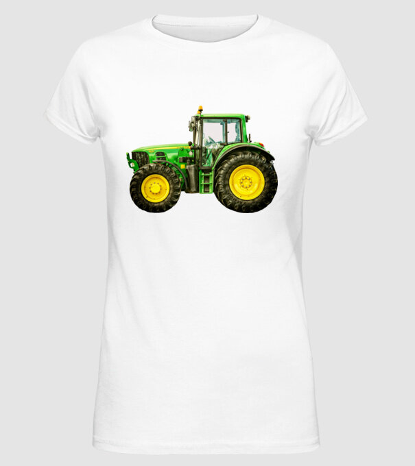 TRACTOR model alb pe tricou
