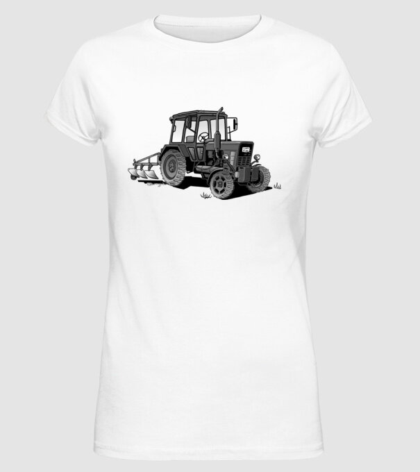 TRACTOR model alb pe tricou