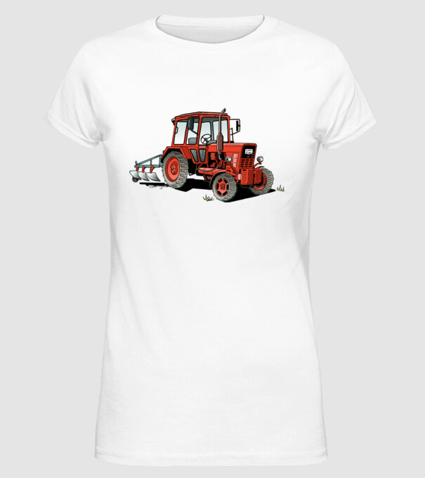 TRACTOR model alb pe tricou