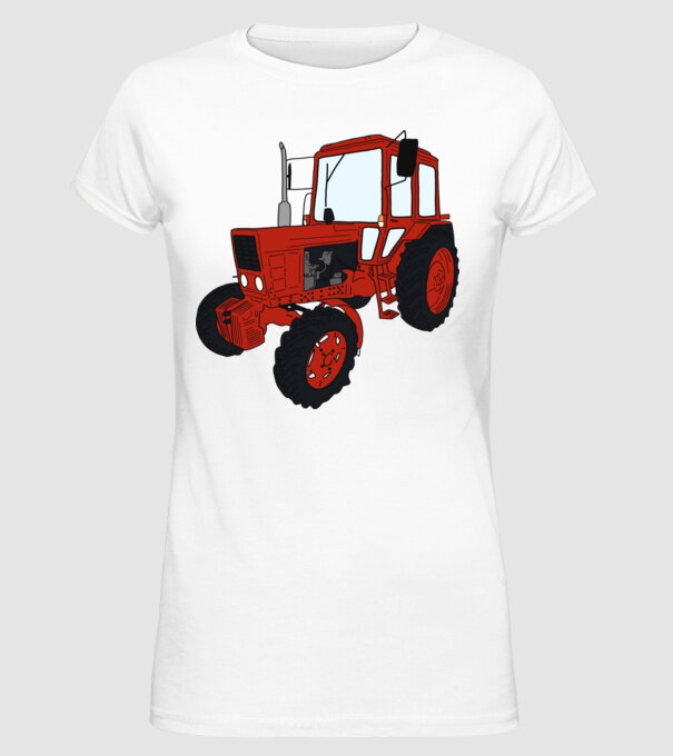 TRACTOR model alb pe tricou