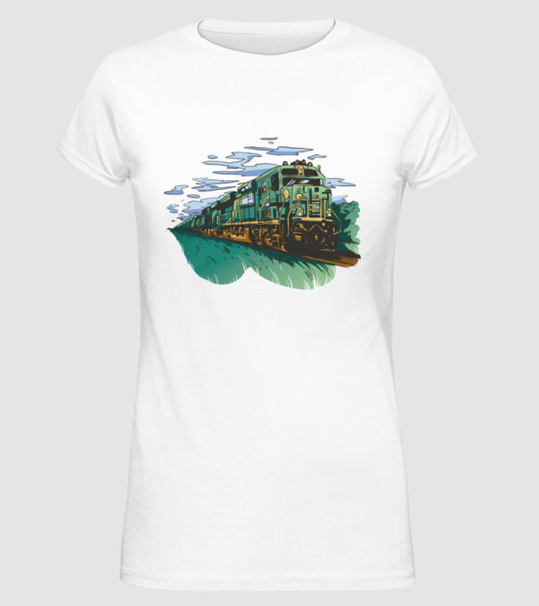 Trenuri model alb pe tricou