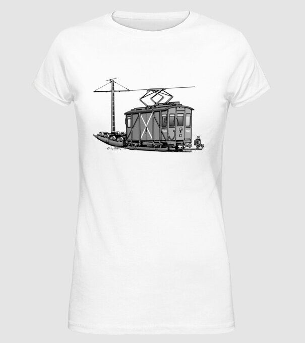 Trenuri model alb pe tricou