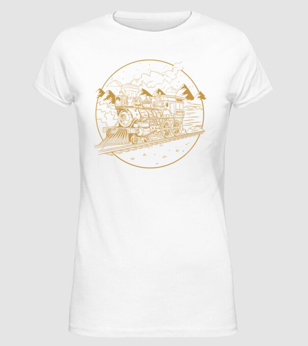 Trenuri model alb pe tricou