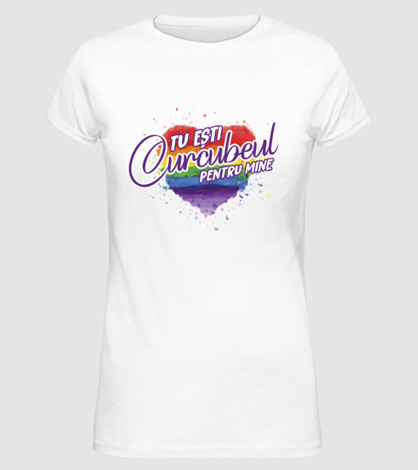Tu ești curcubeul pentru mine model alb pe tricou