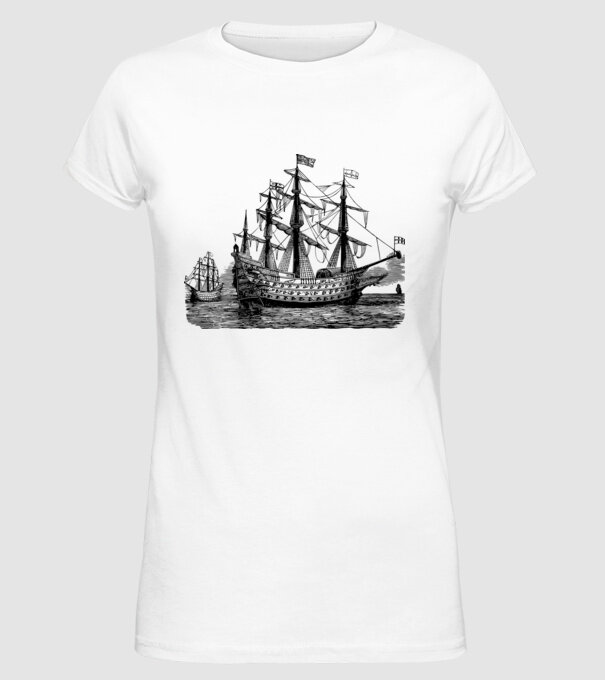 Vapoare model alb pe tricou