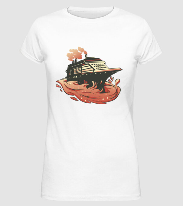 Vapoare model alb pe tricou