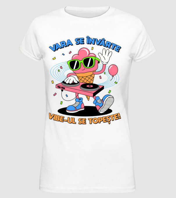 Vara se învârte model alb pe tricou