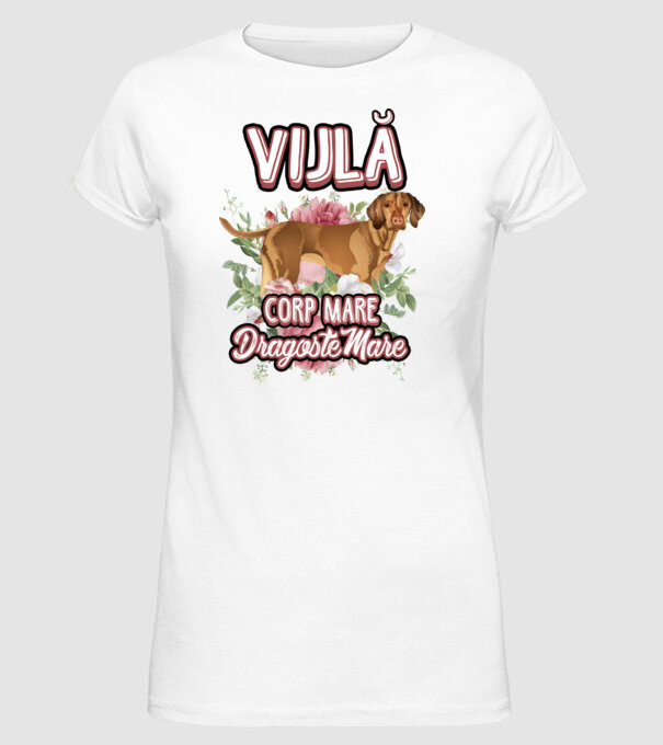 vijlă - corp mare, dragoste mare model alb pe tricou