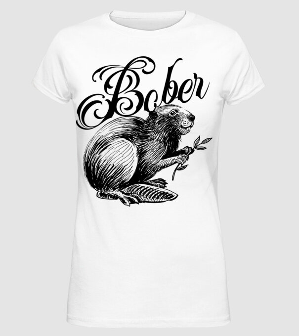 Vintage Bober model alb pe tricou