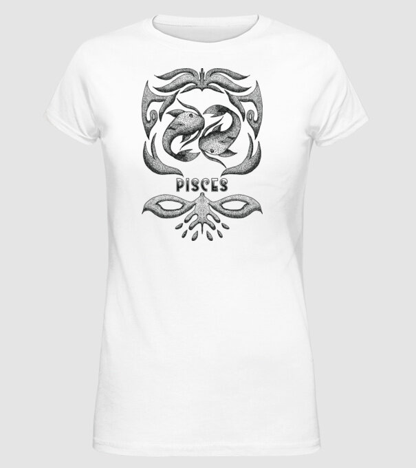 Vintage zodiac pisces model alb pe tricou