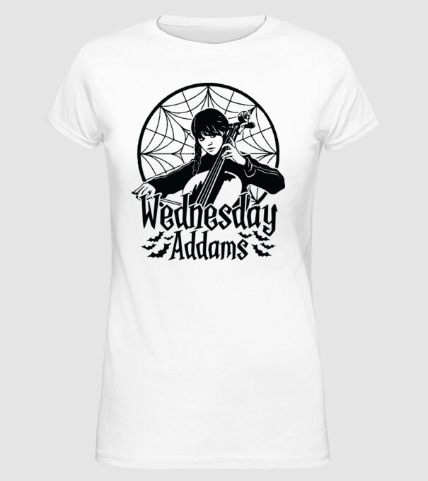 Wednesday Window model alb pe tricou