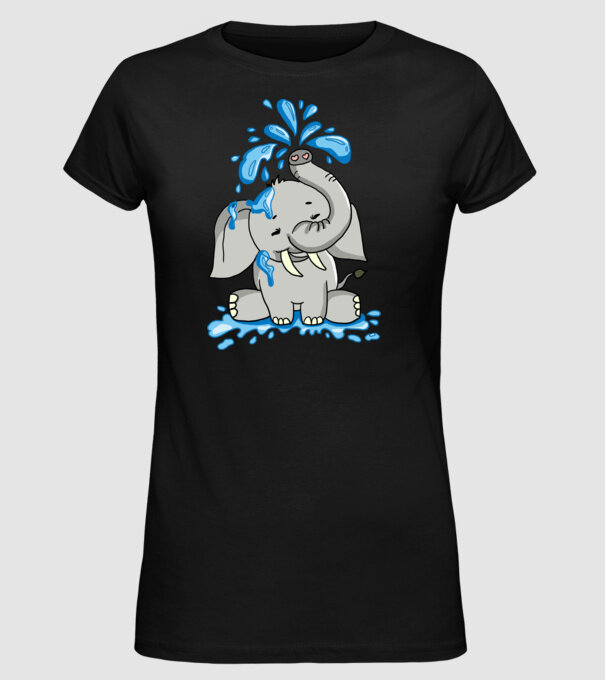 boldog elefánt model negru pe tricou