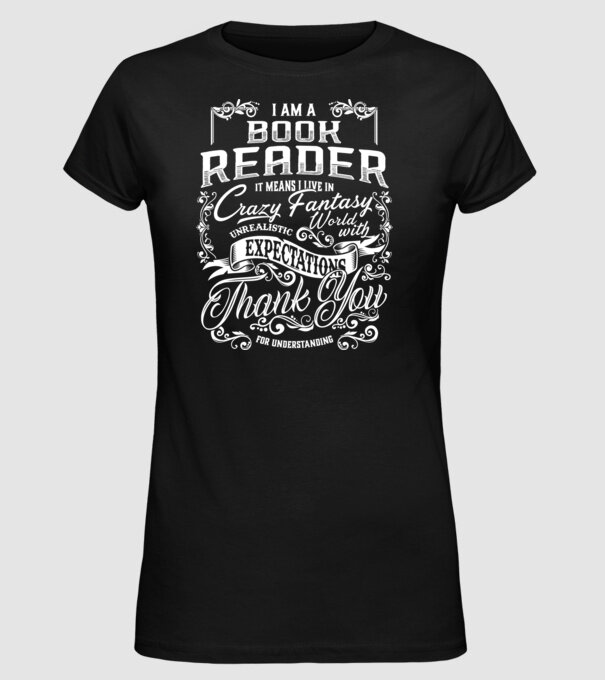 Book reader model negru pe tricou