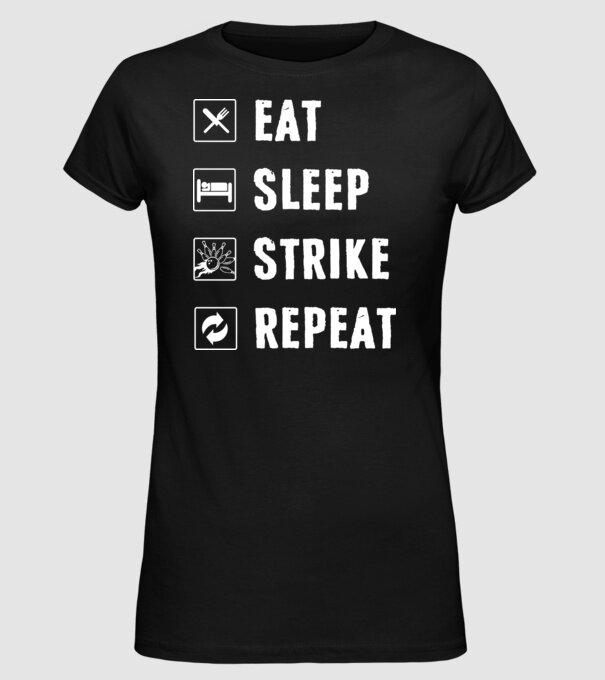 Bowling daily routine model negru pe tricou