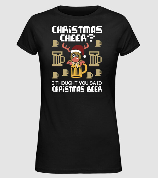 Christmas beer pulovăr urât model negru pe tricou