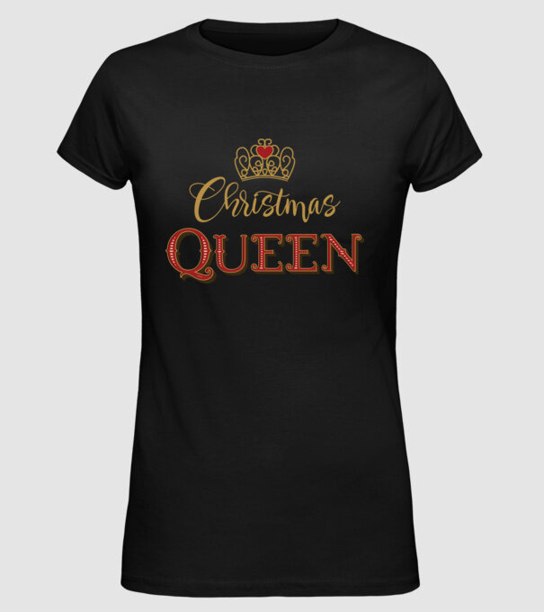 Christmas Queen model negru pe tricou