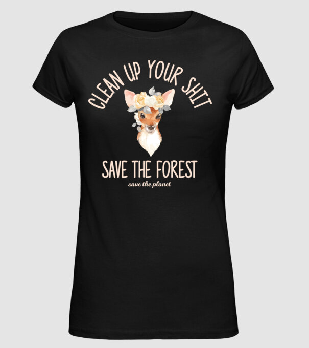 Clean up your shit model negru pe tricou