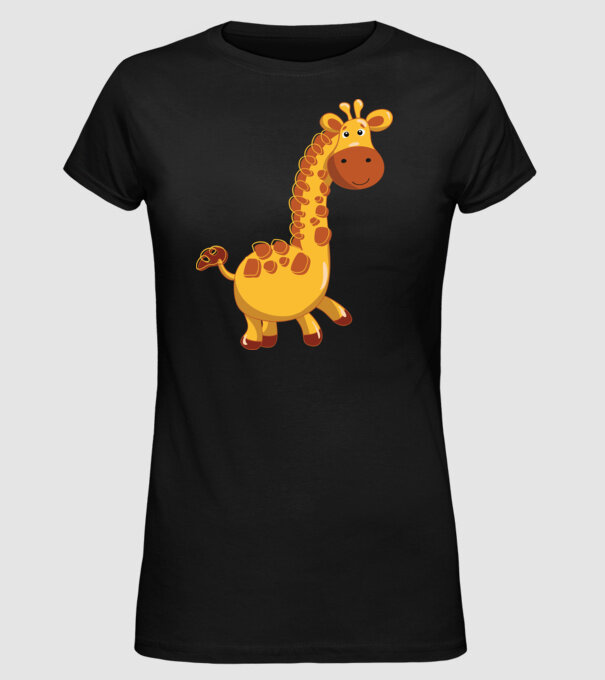 Cute giraffe model negru pe tricou