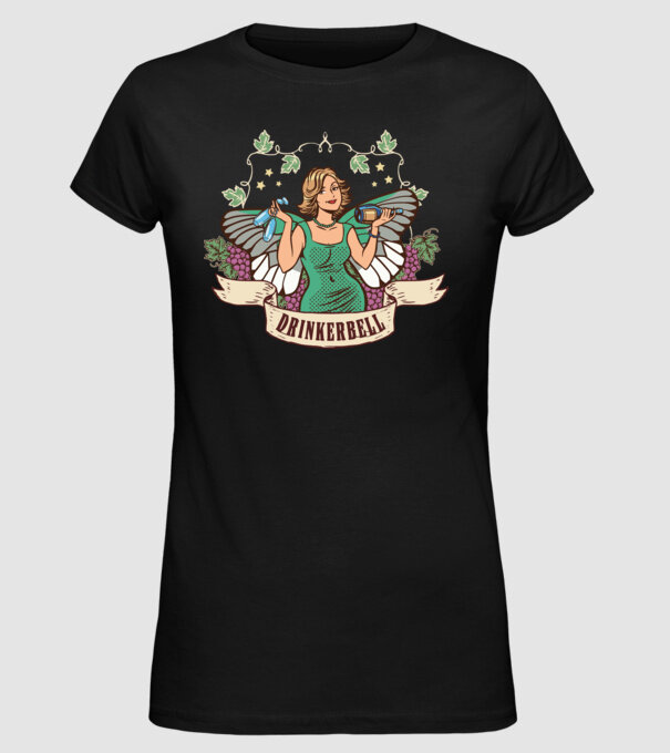 Drinkerbell model negru pe tricou