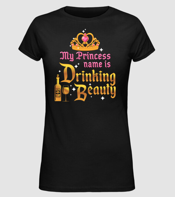 Drinking beauty model negru pe tricou