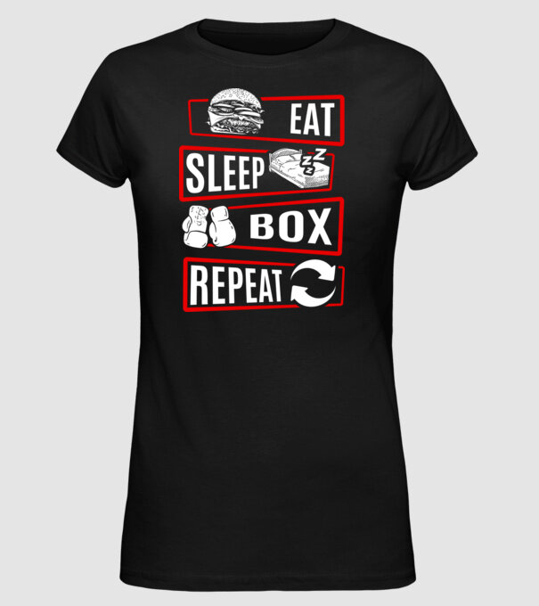 Eat sleep box repeat model negru pe tricou