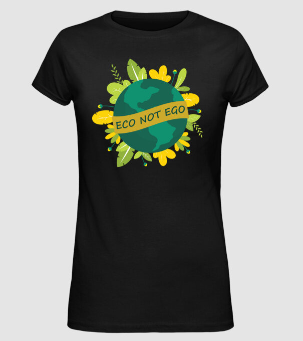 ECO NOT EGO model negru pe tricou