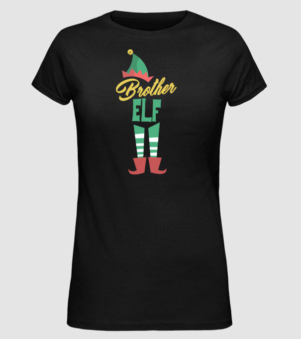 Elf family brother model negru pe tricou