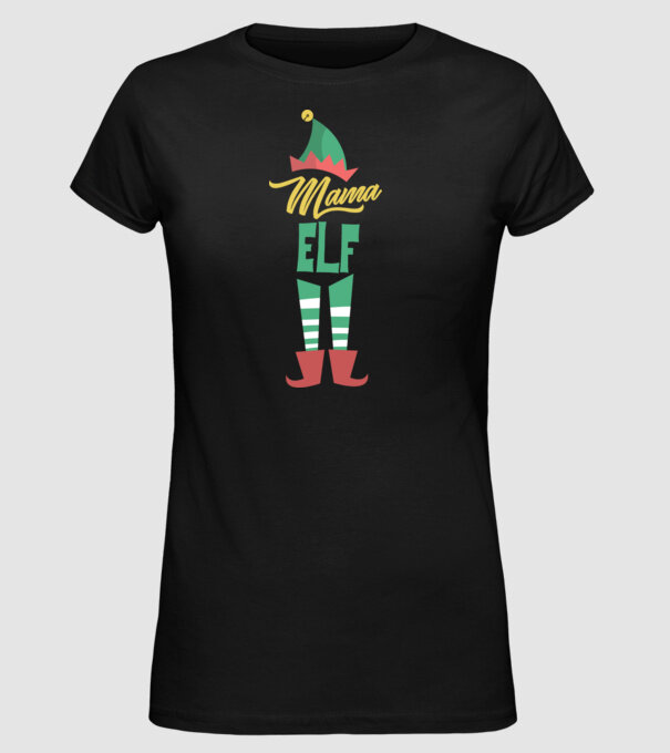 Elf family bunică model negru pe tricou