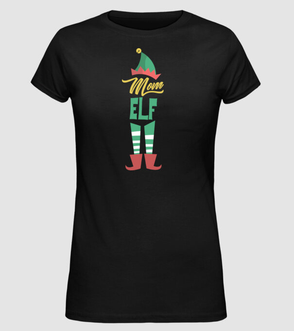 Elf family mom model negru pe tricou