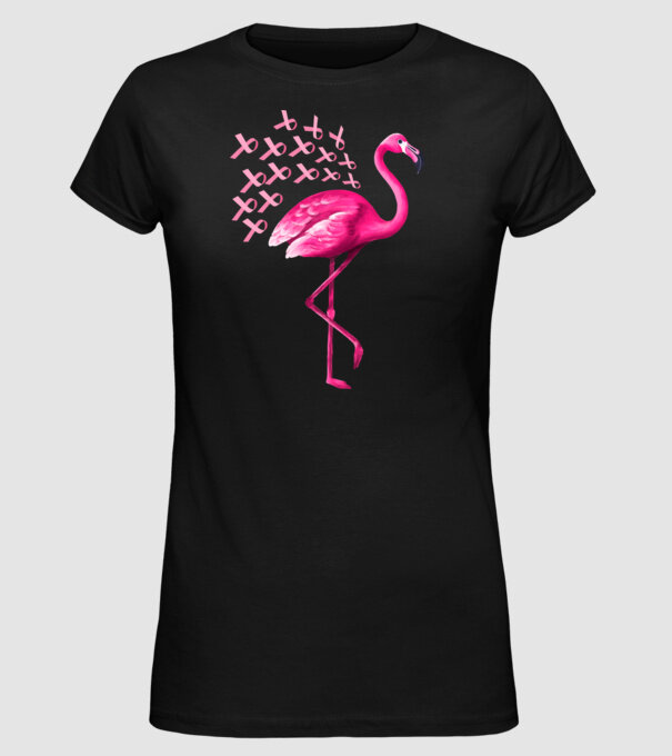 Flamingo pink model negru pe tricou