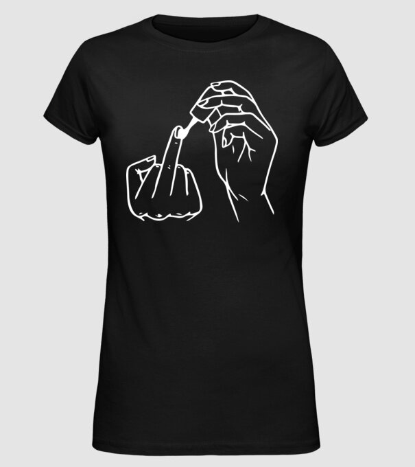 Nail polish Fuck U model negru pe tricou