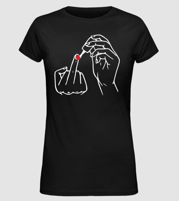 Nail polish Fuck U model negru pe tricou
