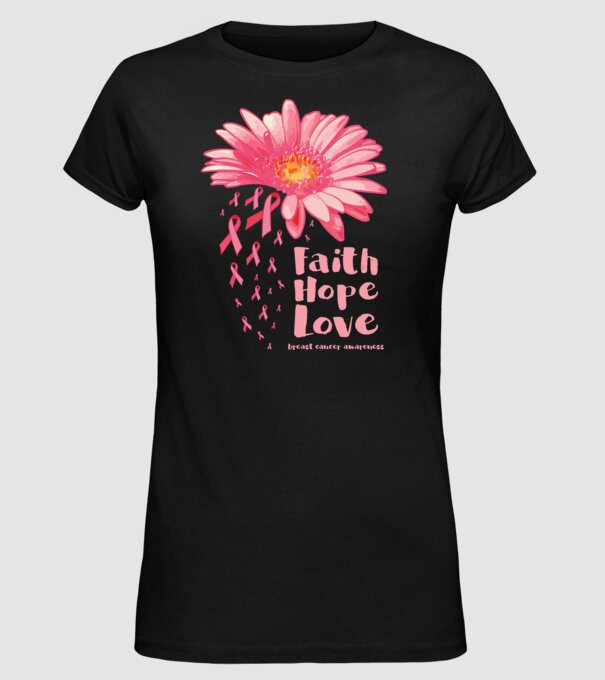 Gerbera faith hope love model negru pe tricou