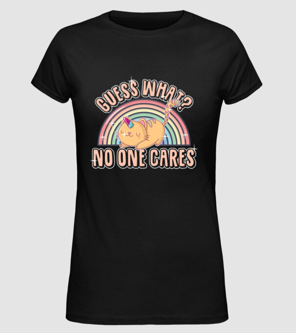 Guess what pisică-unicorn model negru pe tricou