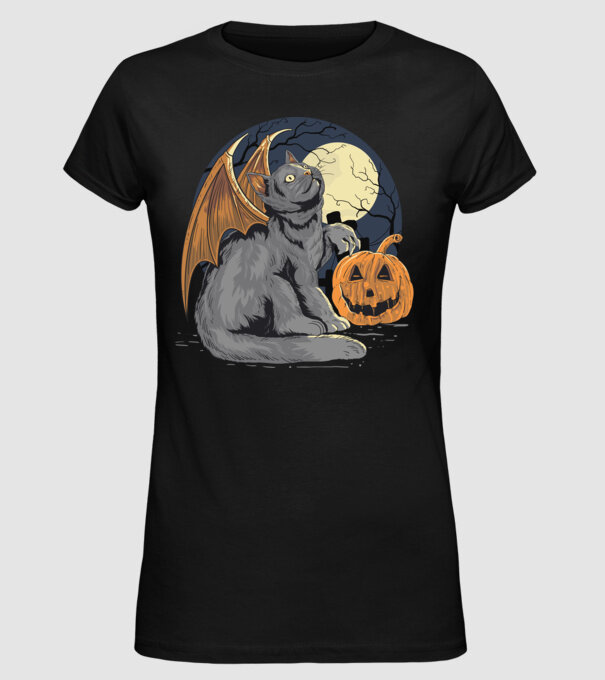 Halloween cica model negru pe tricou