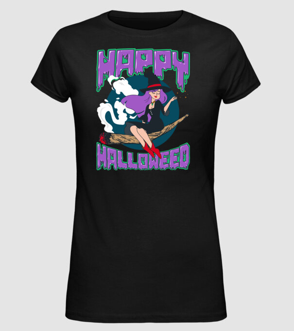 Happy Halloweed model negru pe tricou