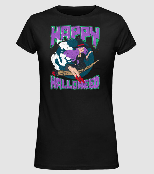 Happy Halloweed model negru pe tricou