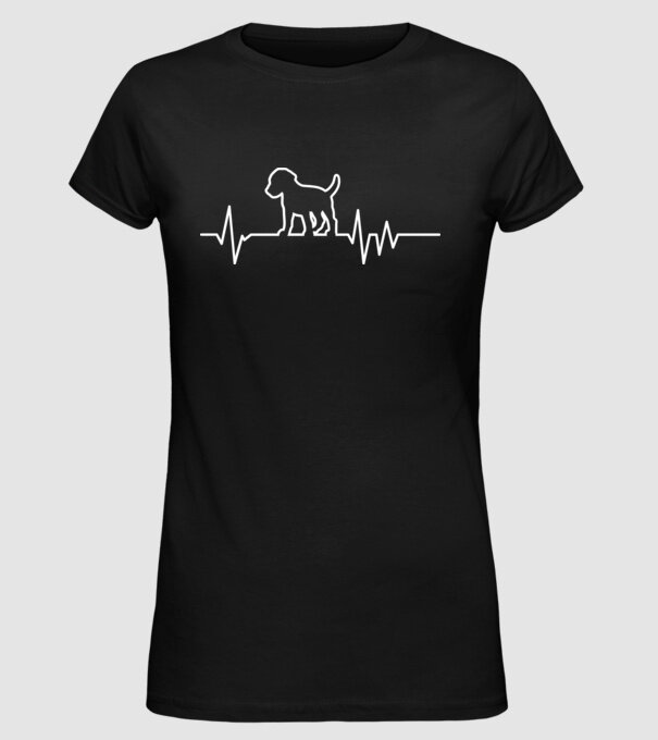 Heartbeat line Beagle model negru pe tricou