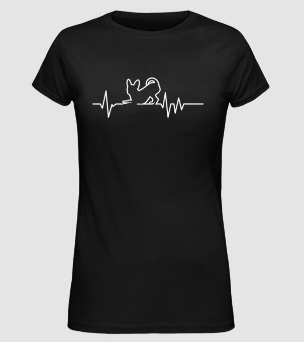 Heartbeat line Chihuahua model negru pe tricou
