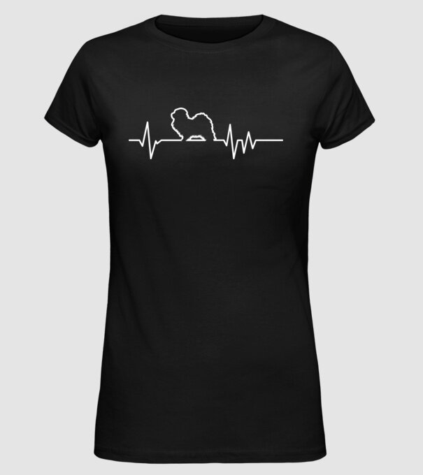 Heartbeat line Havanese model negru pe tricou
