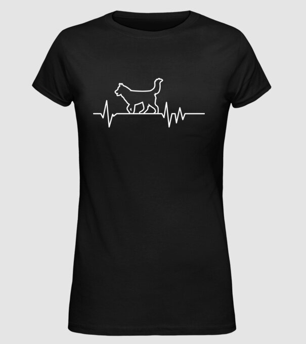 Heartbeat line Husky model negru pe tricou