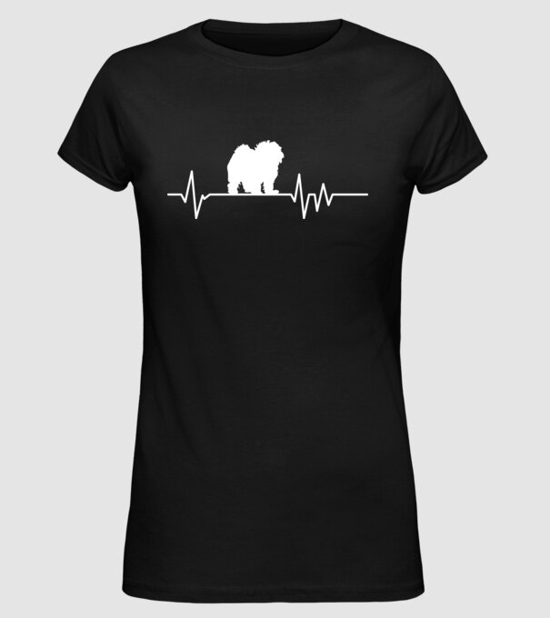 Heartbeat silueta Bolognese model negru pe tricou