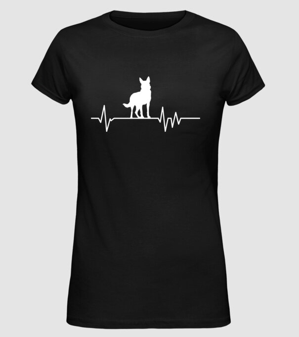 Heartbeat siluetă Ciobănesc german model negru pe tricou