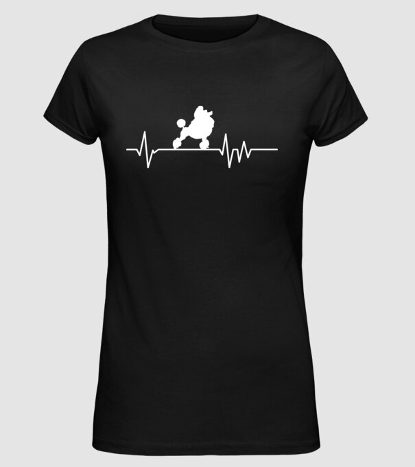 Heartbeat silueta Pudel model negru pe tricou