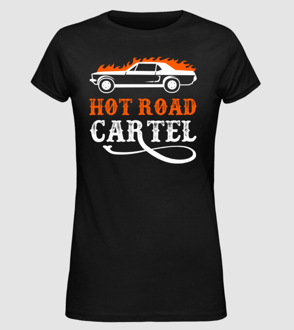 Hot road cartel model negru pe tricou