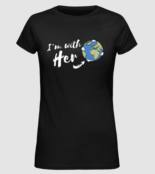 'i''m with her' model negru pe tricou